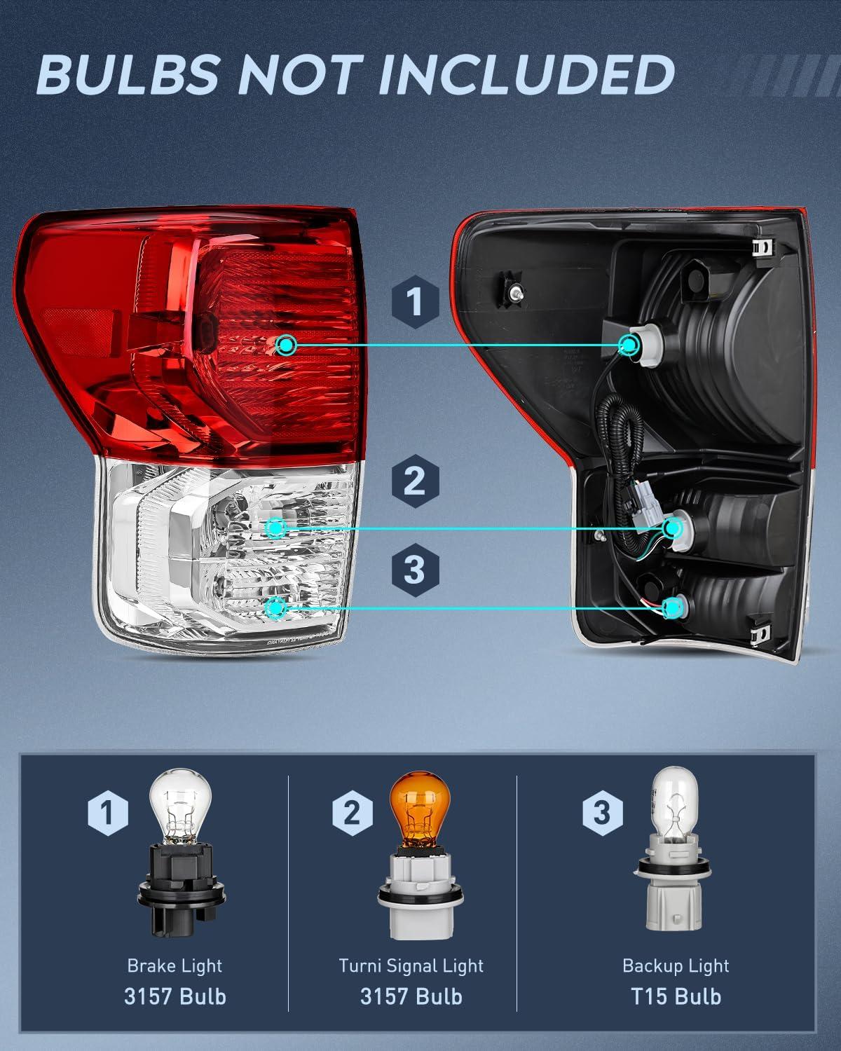image:imageNilight Headlight Assembly for 2007 2008 2009 2010 2011 2012 2013 Toyota Tundra 20082017 Sequoia Headlamps Replacement Chrome Housing Amber Reflector Driver and Passenger SideRight Passenger Side