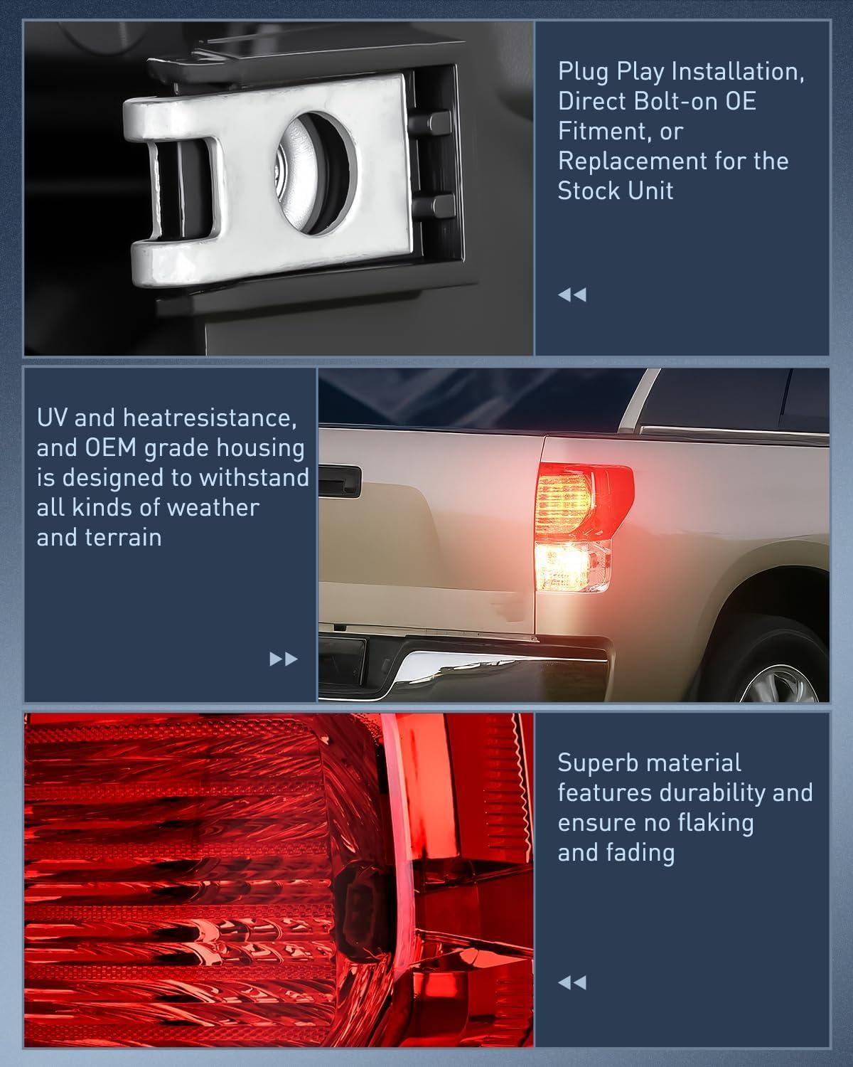 image:imageNilight Headlight Assembly for 2007 2008 2009 2010 2011 2012 2013 Toyota Tundra 20082017 Sequoia Headlamps Replacement Chrome Housing Amber Reflector Driver and Passenger SideRight Passenger Side