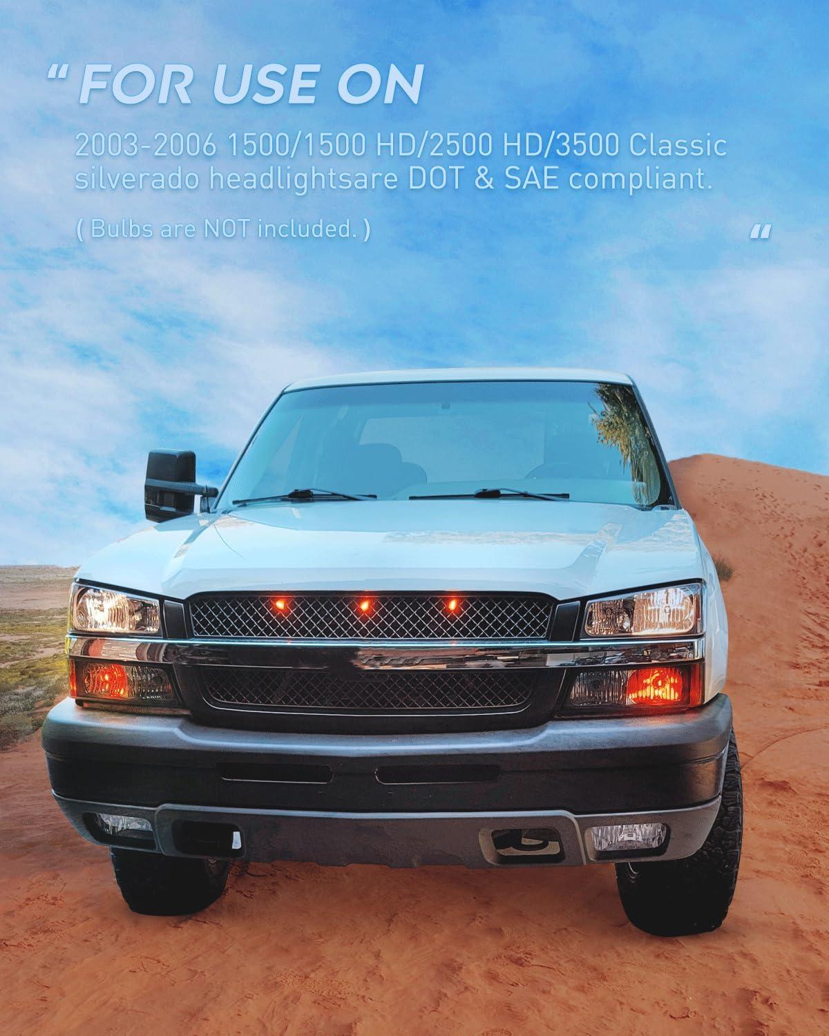 image:imageNilight Headlight and Taillight Assembly Combo Compatible with 2003 2004 2005 2006 Chevy Silverado 1500 1500HD 2500 2500HD 3500 2007 Chevy Silverado 1500 2500 3500 Classic OE StyleSmoke Chrome Housing Amber Reflector