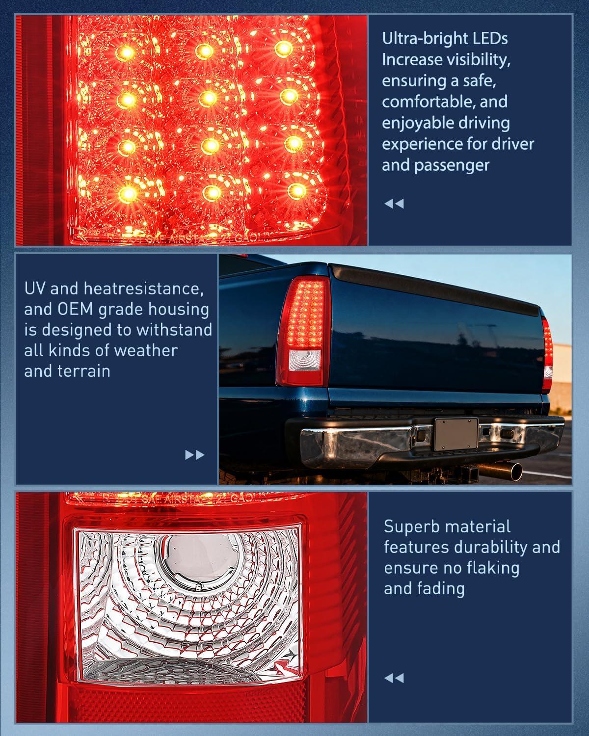 image:imageNilight Headlight and Taillight Assembly Combo Compatible with 2003 2004 2005 2006 Chevy Silverado 1500 1500HD 2500 2500HD 3500 2007 Chevy Silverado 1500 2500 3500 Classic OE StyleLED Red