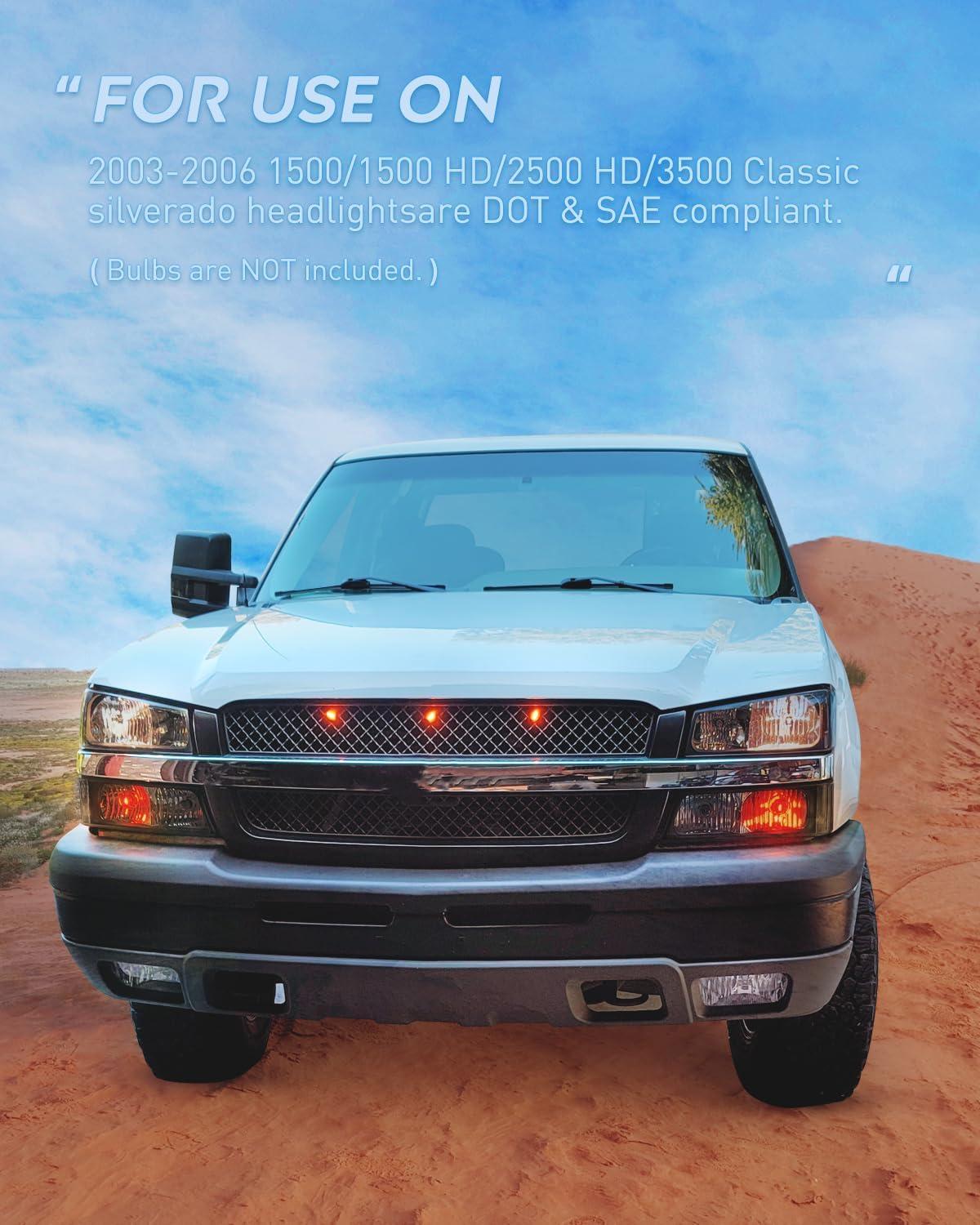 image:imageNilight Headlight and Taillight Assembly Combo Compatible with 2003 2004 2005 2006 Chevy Silverado 1500 1500HD 2500 2500HD 3500 2007 Chevy Silverado 1500 2500 3500 Classic OE StyleSmoke Chrome Housing Clear Reflector