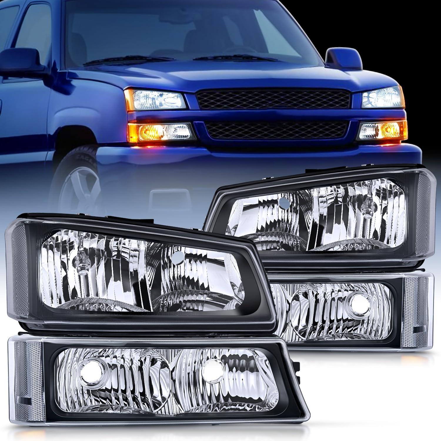 image:imageNilight Headlight and Taillight Assembly Combo Compatible with 2003 2004 2005 2006 Chevy Silverado 1500 1500HD 2500 2500HD 3500 2007 Chevy Silverado 1500 2500 3500 Classic OE StyleBlack Housing Clear Reflector