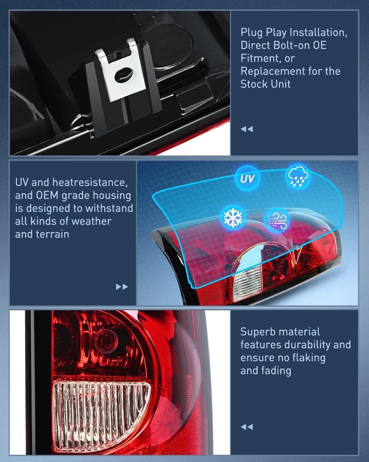 image:imageNilight Headlight and Taillight Assembly Combo Compatible with 2003 2004 2005 2006 Chevy Silverado 1500 1500HD 2500 2500HD 3500 2007 Chevy Silverado 1500 2500 3500 Classic OE StyleChrome Housing Amber Reflector Taillight