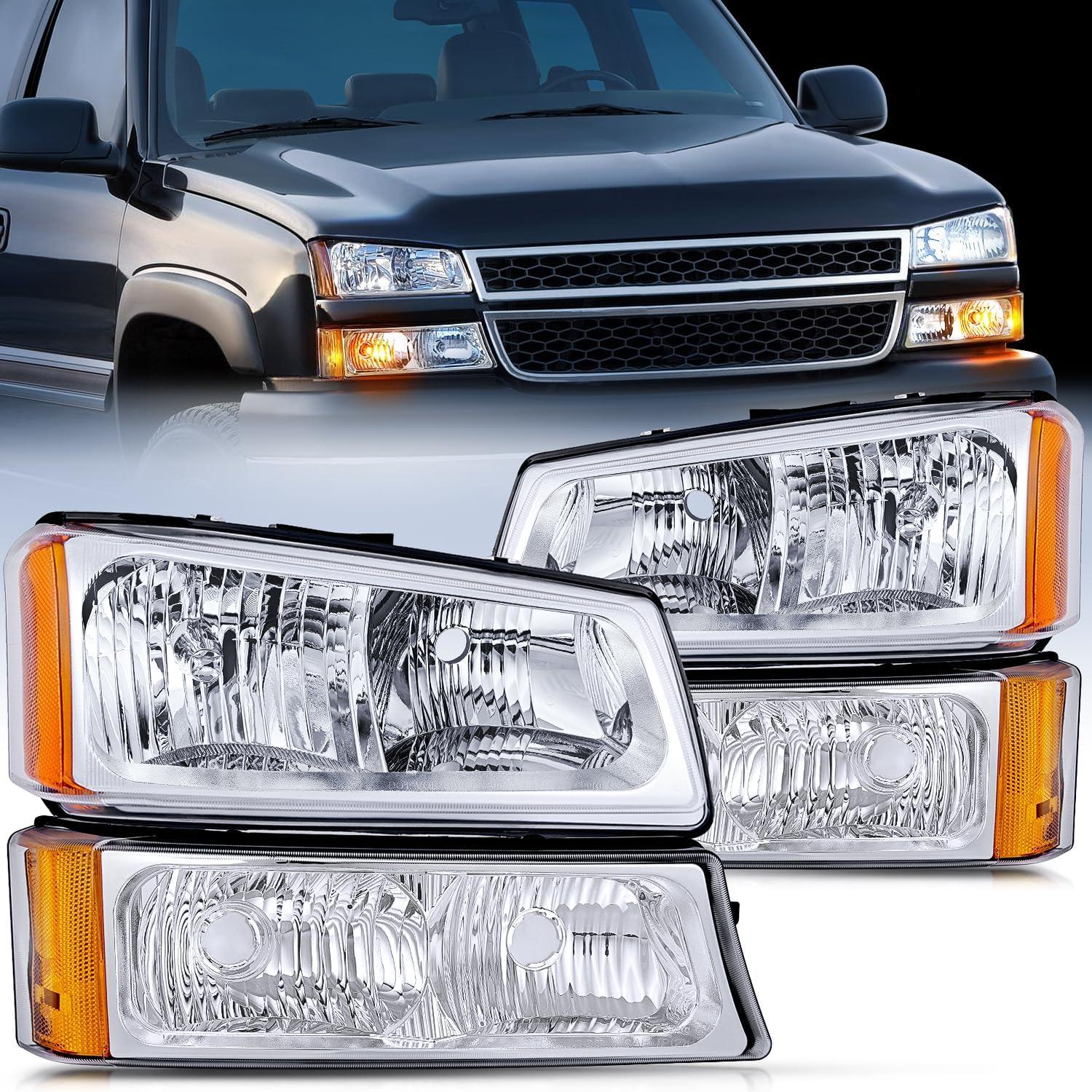 image:imageNilight Headlight and Taillight Assembly Combo Compatible with 2003 2004 2005 2006 Chevy Silverado 1500 1500HD 2500 2500HD 3500 2007 Chevy Silverado 1500 2500 3500 Classic OE StyleChrome Housing Amber Reflector