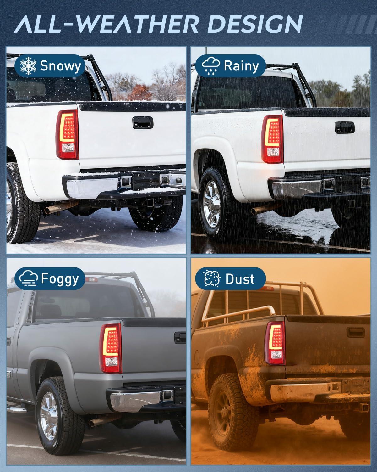image:imageNilight Headlight and Taillight Assembly Combo Compatible with 2003 2004 2005 2006 Chevy Silverado 1500 1500HD 2500 2500HD 3500 2007 Chevy Silverado 1500 2500 3500 Classic OE StyleLED RedC Shape