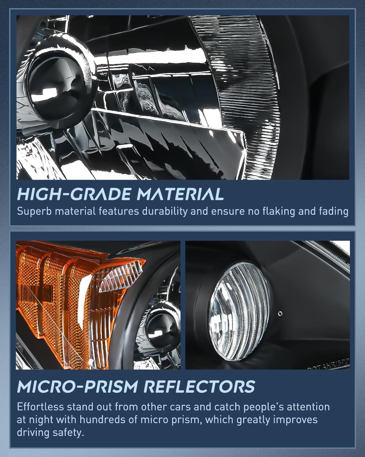 image:imageNilight Headlights Assembly for Honda CRVCRV 2007 2008 2009 2010 2011 Headlamp Chrome Housing Amber ReflectorBlack