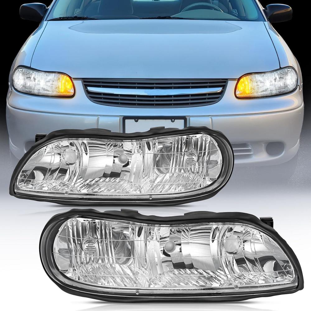 image:imageNilight Headlight Assembly Compatible with 2008 2009 2010 2011 2012 Chevy Malibu 4 Door Halogen Factory Headlamp Chrome Housing Clear Reflector Headlamp Passenger and Driver SideChrome