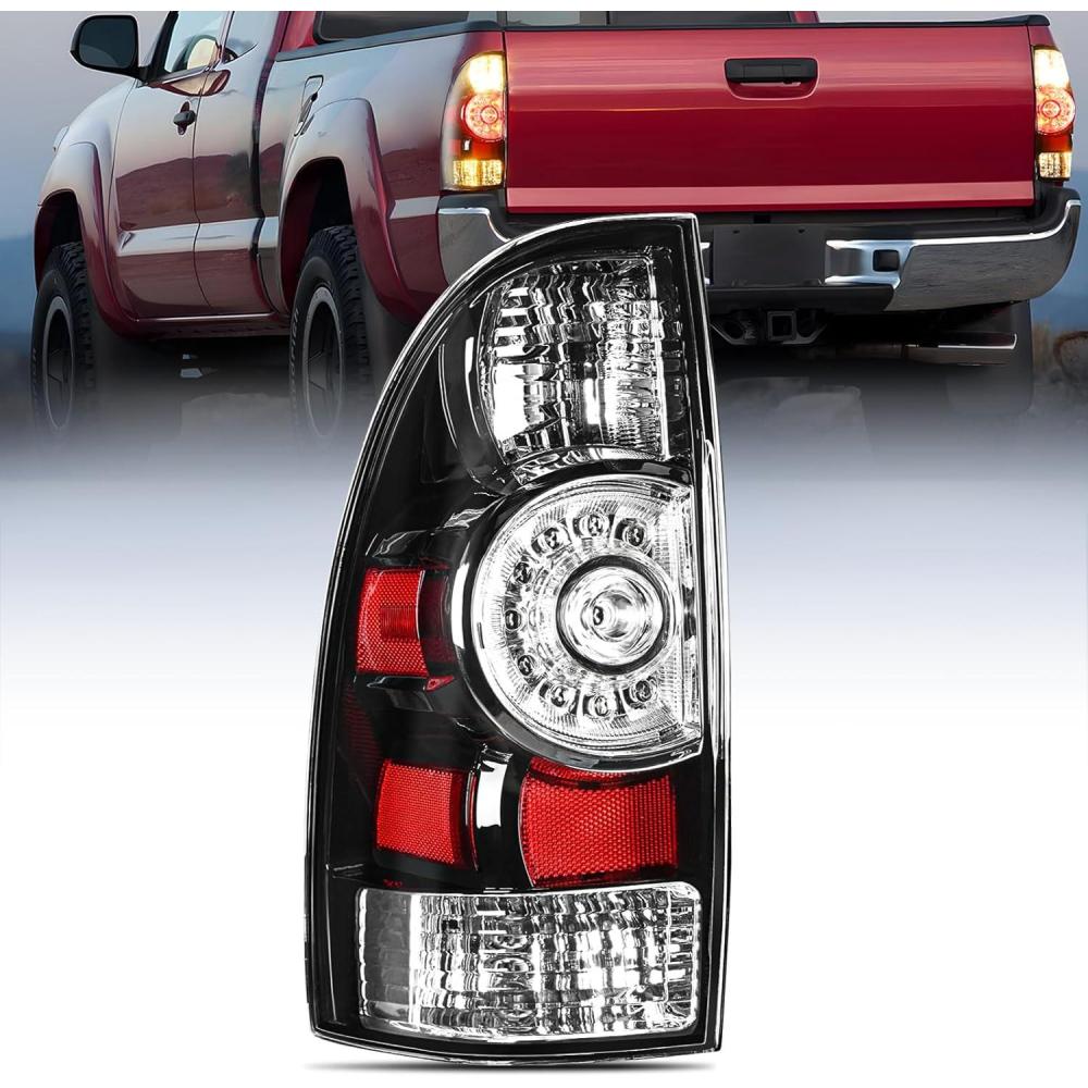image:imageNilight Headlight Assembly Compatible with 2012 2013 2014 2015 Toyota Tacoma Pickup Truck Replacement Headlamp Chrome Housing Amber Reflector Driver and Passenger SideBlackDriver Side