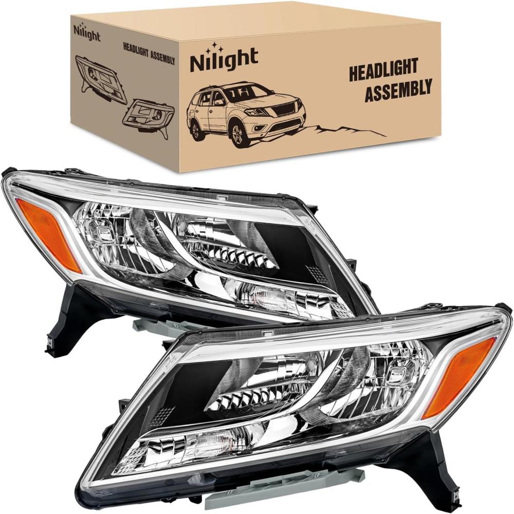 image:imageNilight Headlight Assembly Compatible with 2013 2014 2015 2016 Nissan Pathfinder Halogen Type OE Style Replacement Chrome Housing Amber Reflector Headlamp Passenger and Driver Side