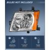 Nilight Headlight Assembly Compatible with 2005 2006 2007 2008 2009 2010 2011 2012 2013 2014 2015 Nissan Xterra OE Style Replacement Chrome Housing Amber Reflector Headlamp Passenger and Driver Side