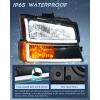 Nilight Headlight and Taillight Assembly Combo Compatible with 2003 2004 2005 2006 Chevy Silverado 1500 1500HD 2500 2500HD 3500 2007 Chevy Silverado 1500 2500 3500 Classic OE Style(Black Housing + Amber Reflector + DRL)