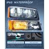 Nilight Headlight and Taillight Assembly Combo Compatible with 2003 2004 2005 2006 Chevy Silverado 1500 1500HD 2500 2500HD 3500 2007 Chevy Silverado 1500 2500 3500 Classic OE Style(Black Housing + Amber Reflector)