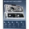 Nilight Headlight and Taillight Assembly Combo Compatible with 2003 2004 2005 2006 Chevy Silverado 1500 1500HD 2500 2500HD 3500 2007 Chevy Silverado 1500 2500 3500 Classic OE Style(Black Housing + Clear Reflector + DRL)