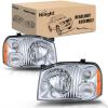 Nilight Headlight Assembly Compatible with 2001 2002 2003 2004 Nissan Frontier XE OE Style Replacement Halogen Headlights Black Housing Amber Reflector Headlamp Passenger and Driver(Chrome Housing Amber Reflector Clear Turn Light)