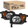 Nilight Headlight Assembly Compatible with 2003 2004 2005 2006 Honda Element OE Style Replacement Halogen Headlights Chrome Housing Amber Reflector Headlamp Passenger and Driver Side(Black Housing Amber Reflector)