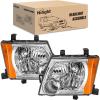 Nilight Headlight Assembly Compatible with 2005 2006 2007 2008 2009 2010 2011 2012 2013 2014 2015 Nissan Xterra OE Style Replacement Chrome Housing Amber Reflector Headlamp Passenger and Driver Side