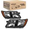 Nilight Headlight Assembly Compatible with 2009 2010 2011 2012 2013 2014 2015 2016 2017 2018 2019 2020 Dodge Journey Black Housing Clear Reflector Headlamp Passenger and Driver Side(Black Housing Amber Reflector)