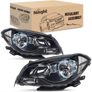Nilight Headlight Assembly Compatible with 2008 2009 2010 2011 2012 Chevy Malibu 4 Door Halogen Factory Headlamp Chrome Housing Clear Reflector Headlamp Passenger and Driver Side(Black Housing Clear Reflector)