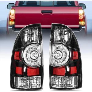 Nilight Headlight Assembly Compatible with 2012 2013 2014 2015 Toyota Tacoma Pickup Truck Replacement Headlamp Chrome Housing Amber Reflector Driver and Passenger Side(Black-Pair)
