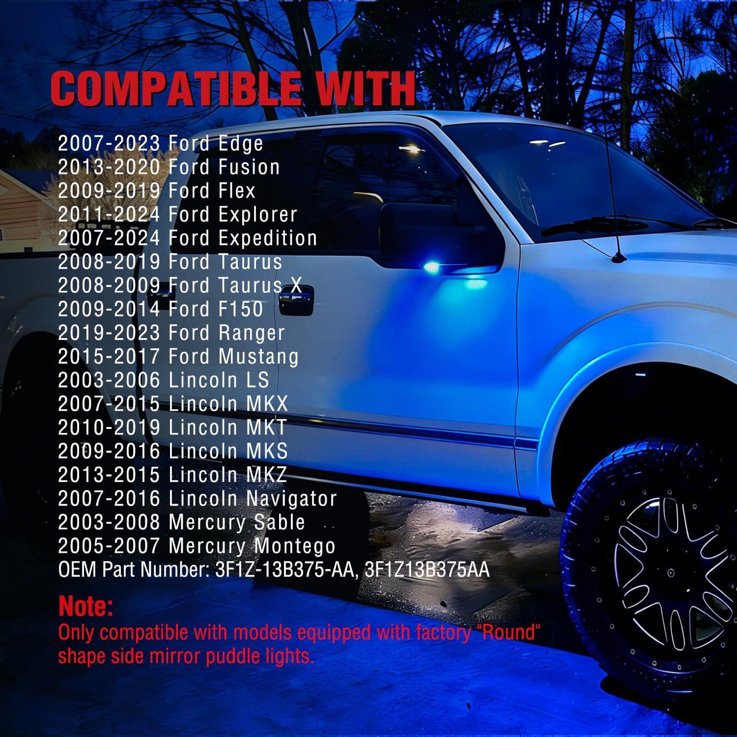 image:imageNilight 2PCS LED Side Mirror Puddle Lights Compatible with 20072020 Toyota Tundra 20082020 Toyota Sequoia 6000K WhiteBlueFord EdgeExpeditionExplorer