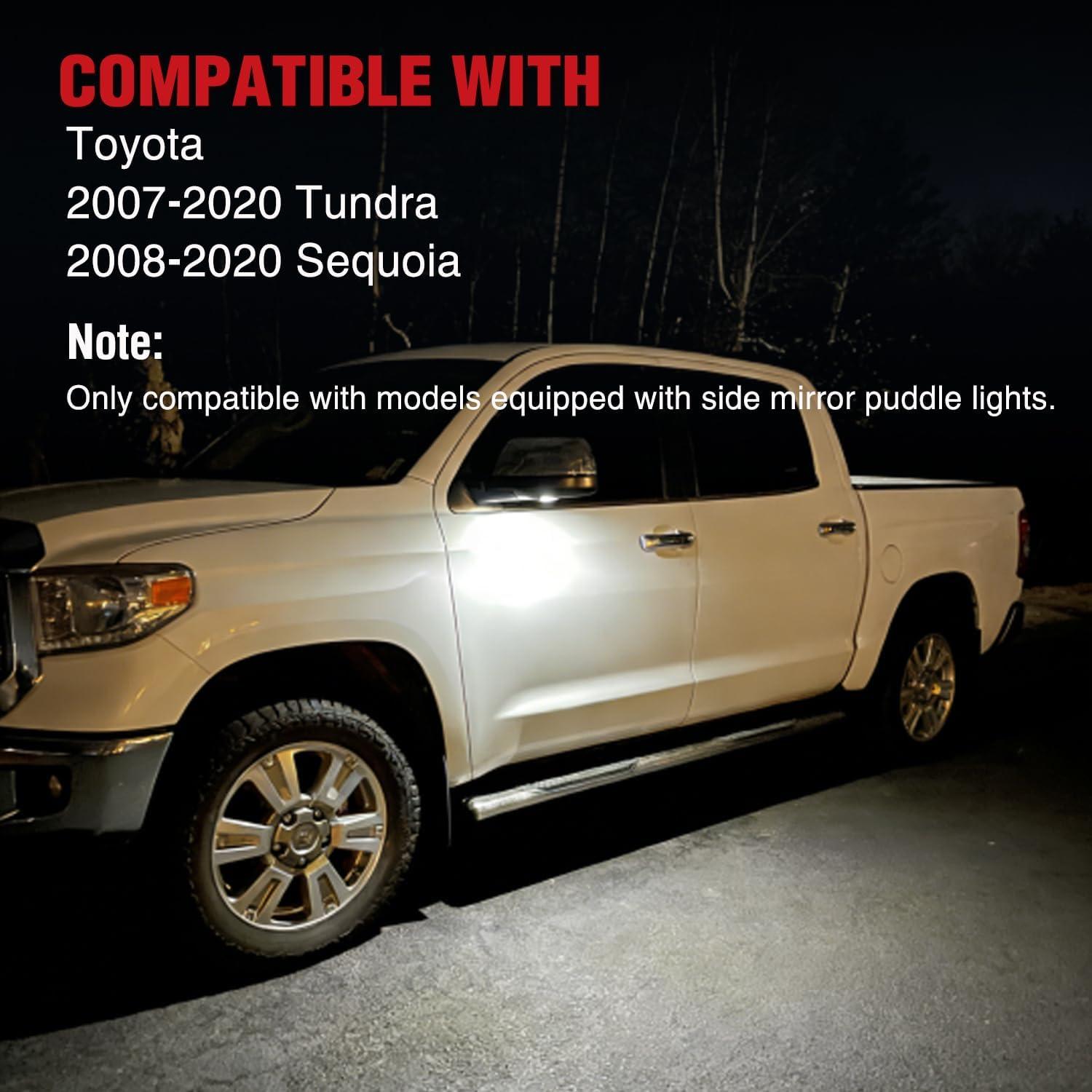 image:imageNilight 2PCS LED Side Mirror Puddle Lights Compatible with 20072020 Toyota Tundra 20082020 Toyota Sequoia 6000K WhiteWhiteToyota TundraSequoia 20072020