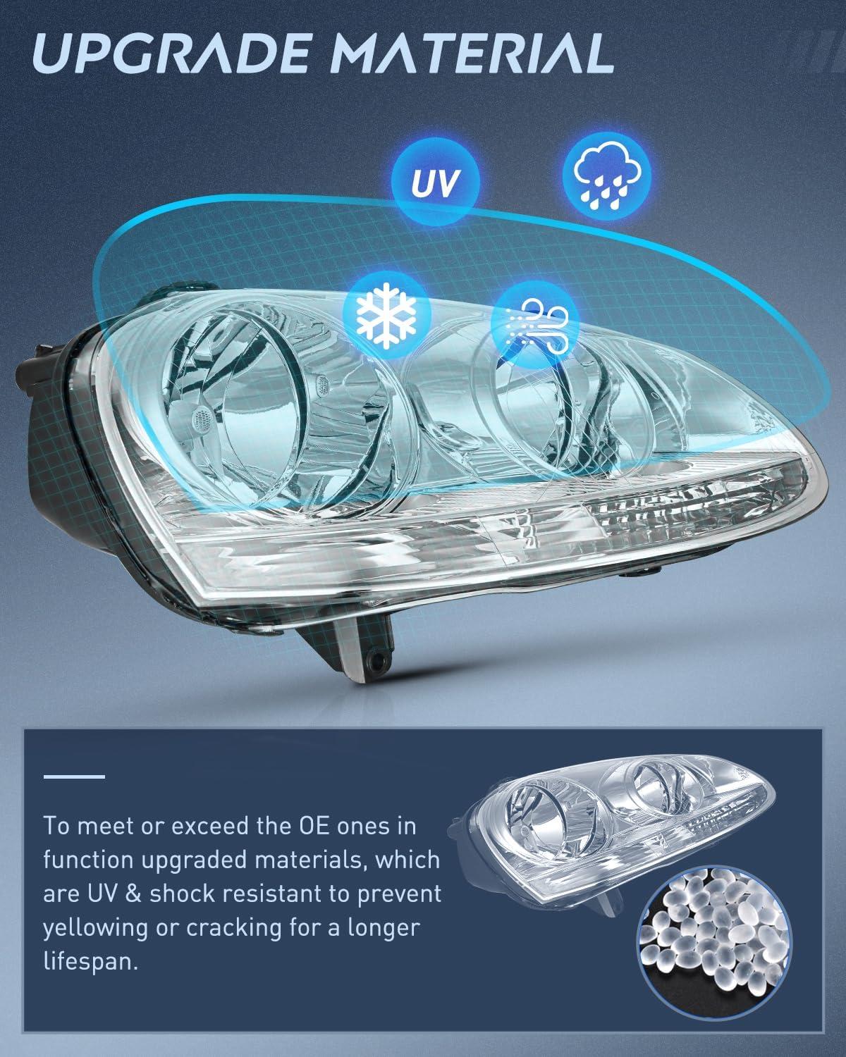 image:imageNilight Headlight Assembly Compatible with 20052010 Volkswagen Jetta 2006 2007 2008 2009 VW Rabbit GTI Headlamp Black Housing Driver and Passenger SideChrome
