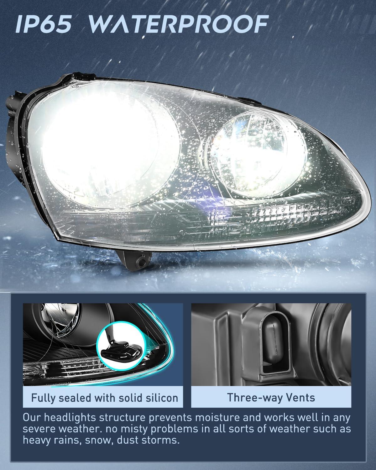 image:imageNilight Headlight Assembly Compatible with 20052010 Volkswagen Jetta 2006 2007 2008 2009 VW Rabbit GTI Headlamp Black Housing Driver and Passenger SideBlack