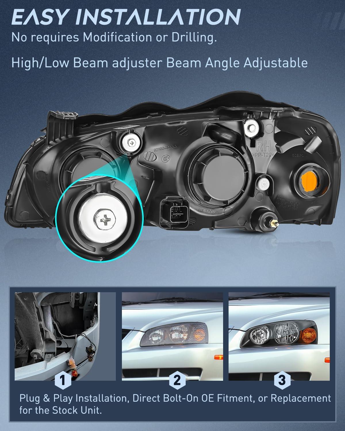 image:imageNilight Headlight Assembly Compatible with 20052010 Volkswagen Jetta 2006 2007 2008 2009 VW Rabbit GTI Headlamp Black Housing Driver and Passenger SideBlack