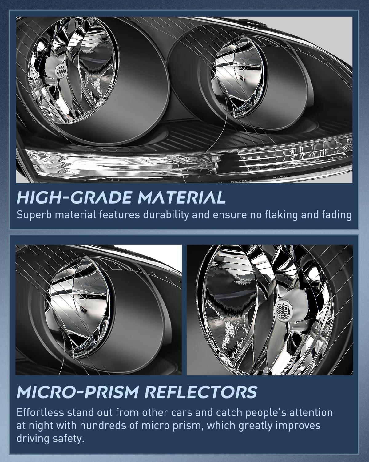 image:imageNilight Headlight Assembly Compatible with 20052010 Volkswagen Jetta 2006 2007 2008 2009 VW Rabbit GTI Headlamp Black Housing Driver and Passenger SideBlack