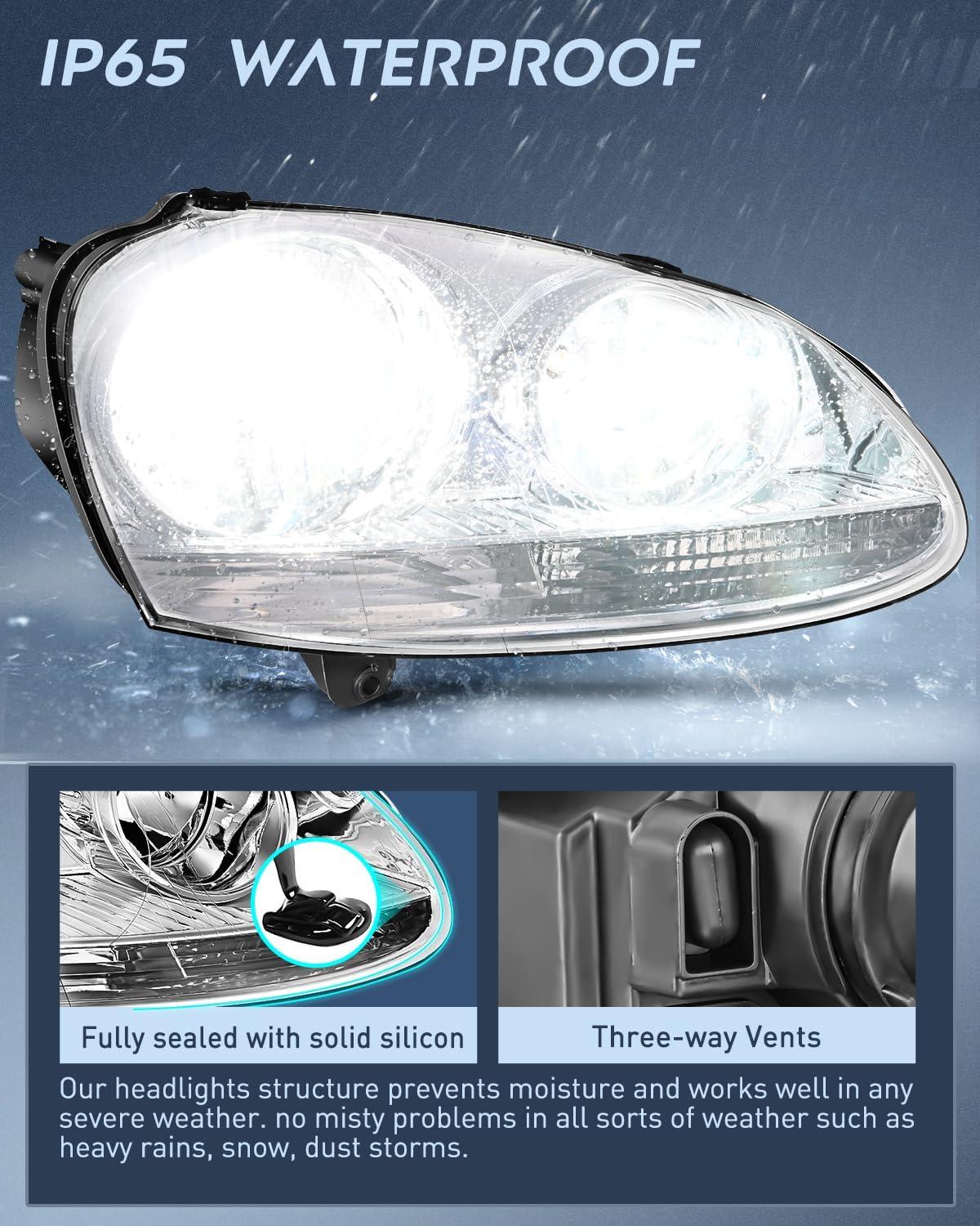 image:imageNilight Headlight Assembly Compatible with 20052010 Volkswagen Jetta 2006 2007 2008 2009 VW Rabbit GTI Headlamp Black Housing Driver and Passenger SideChrome