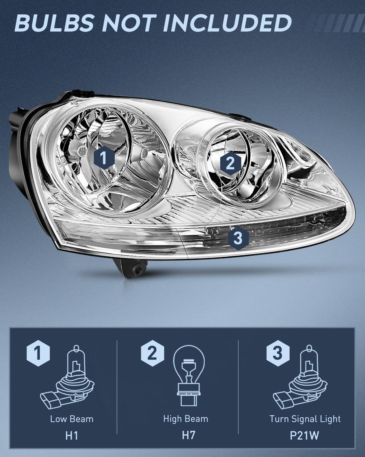 image:imageNilight Headlight Assembly Compatible with 20052010 Volkswagen Jetta 2006 2007 2008 2009 VW Rabbit GTI Headlamp Black Housing Driver and Passenger SideChrome