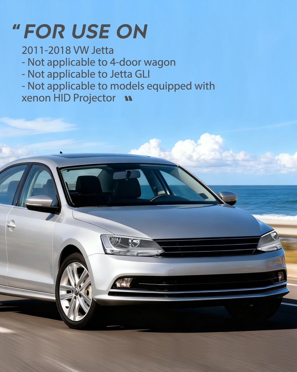 image:imageNilight Headlight Assembly Compatible with 2011 2012 2013 2014 2015 2016 2017 2018 Volkswagen Jetta MK6 OE Style Replacement Chrome Housing Clear Reflector Halogen Headlamps Driver and Passenger Side