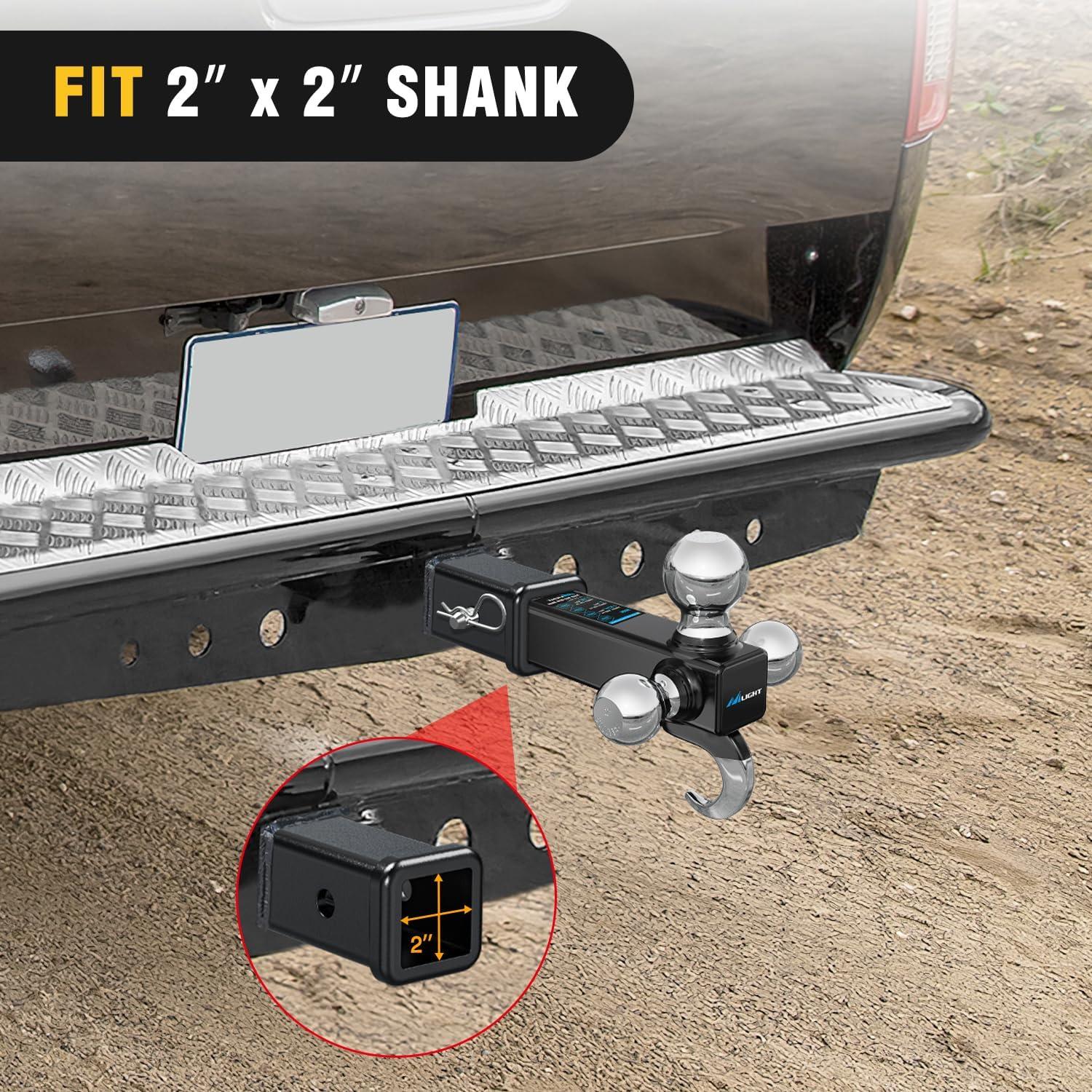 image:imageNilight Trailer Hitch Receiver Extender Adapter Reducer 114 to 2Inch Hitch Adapter 612 inch Extension Sleeve Convertor 350Lbs with 12Inch Diameter Pin and Clip with 58Inch Adapter2 x 9 Receiver Steel