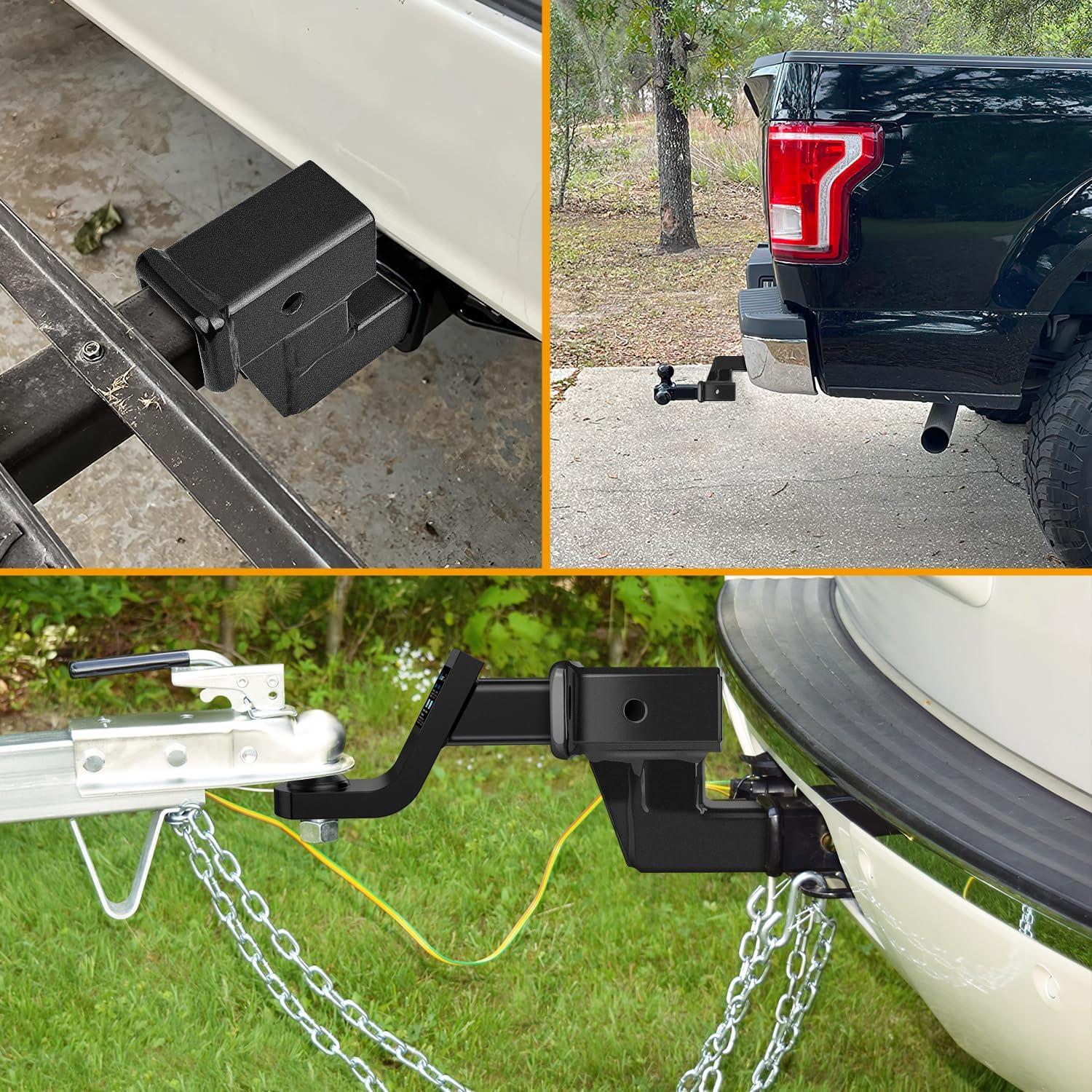 image:imageNilight Trailer Hitch Receiver Extender Adapter Reducer 114 to 2Inch Hitch Adapter 612 inch Extension Sleeve Convertor 350Lbs with 12Inch Diameter Pin and Clip with 58Inch Adapter2 Hitch w4 RiseDrop