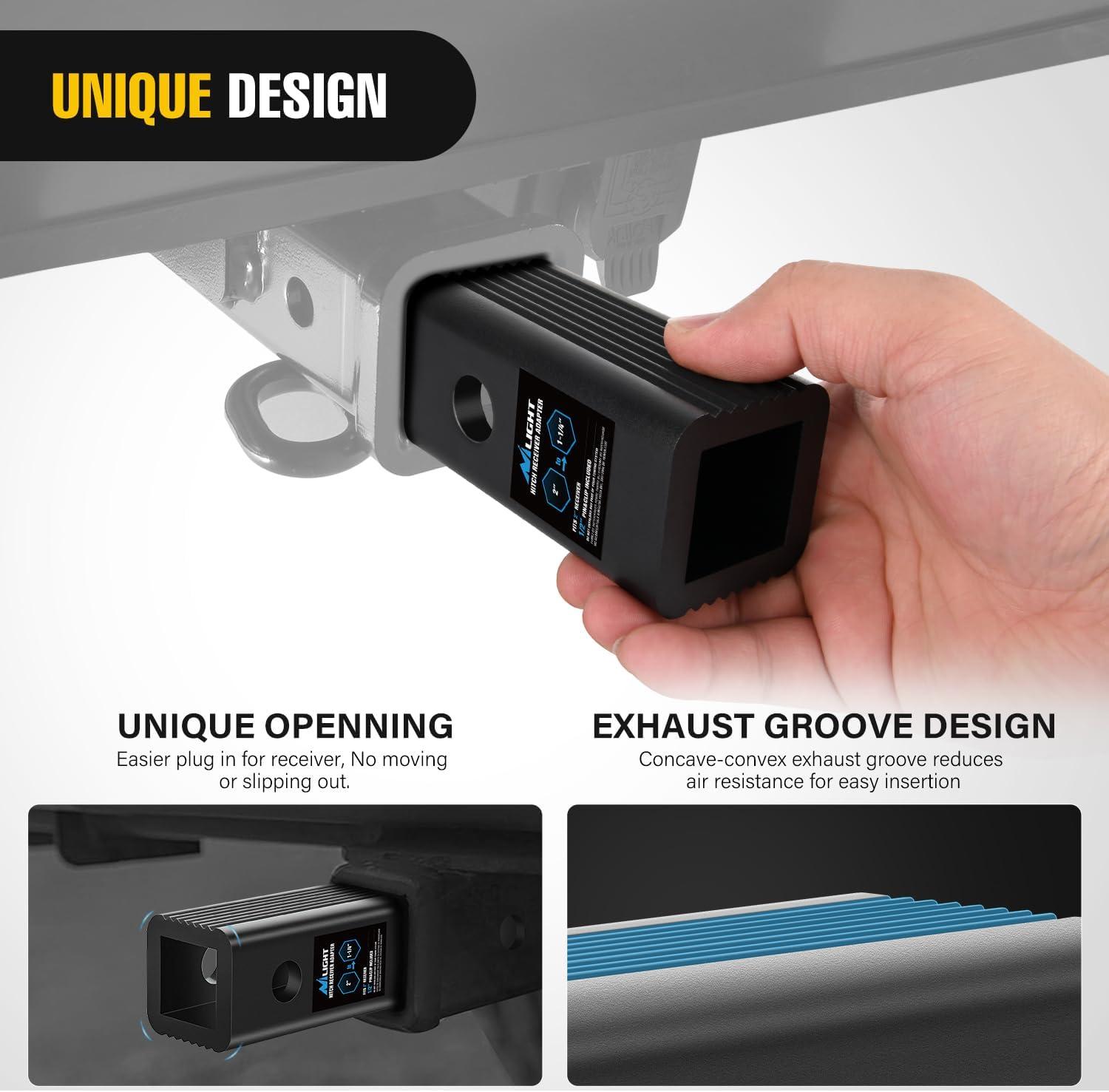 image:imageNilight Trailer Hitch Receiver Extender Adapter Reducer 114 to 2Inch Hitch Adapter 612 inch Extension Sleeve Convertor 350Lbs with 12Inch Diameter Pin and Clip with 58Inch Adapter2 to 114 Convertor Receiver
