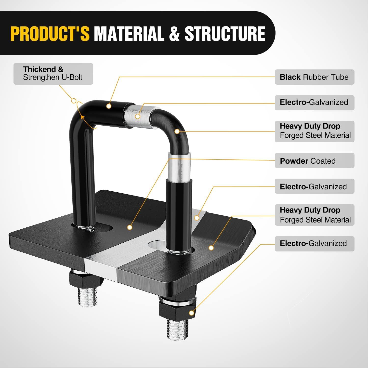 image:imageNilight Trailer Hitch Receiver Extender Adapter Reducer 114 to 2Inch Hitch Adapter 612 inch Extension Sleeve Convertor 350Lbs with 12Inch Diameter Pin and Clip with 58Inch Adapter2 Dual Hitch Extender wStabilizer