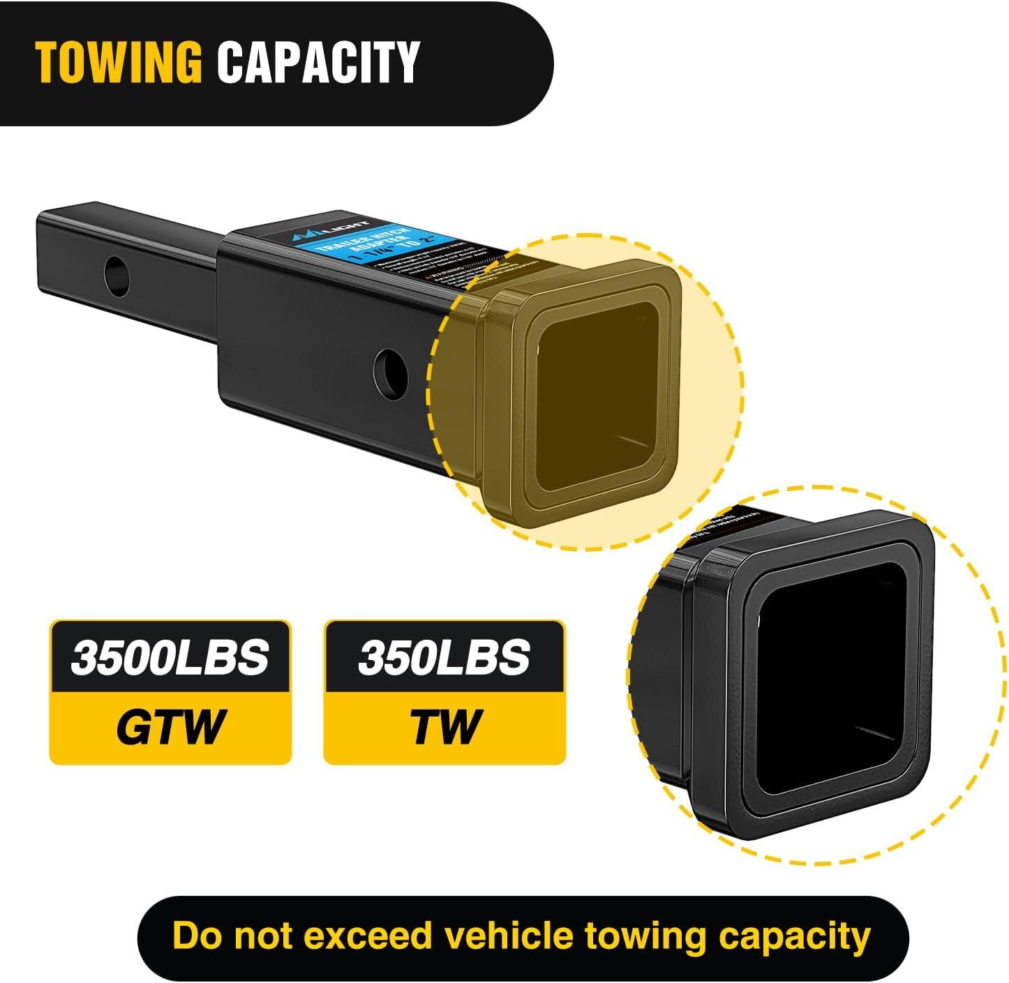 image:imageNilight Trailer Hitch Receiver Extender Adapter Reducer 114 to 2Inch Hitch Adapter 612 inch Extension Sleeve Convertor 350Lbs with 12Inch Diameter Pin and Clip with 58Inch Adapter114 to 2 Hitch Adapter