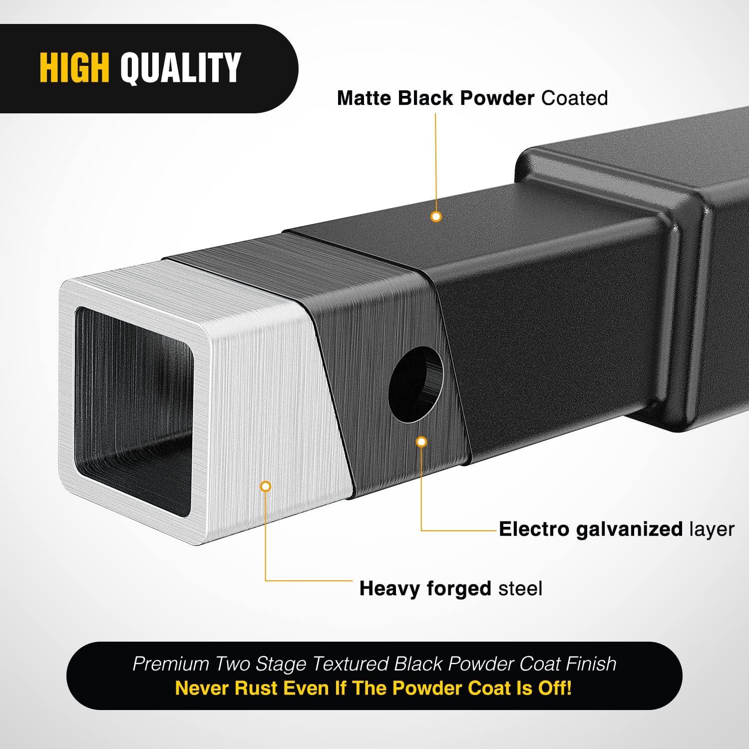 image:imageNilight Trailer Hitch Receiver Extender Adapter Reducer 114 to 2Inch Hitch Adapter 612 inch Extension Sleeve Convertor 350Lbs with 12Inch Diameter Pin and Clip with 58Inch Adapter2 Hitch Extender 7Inch wStabilizer