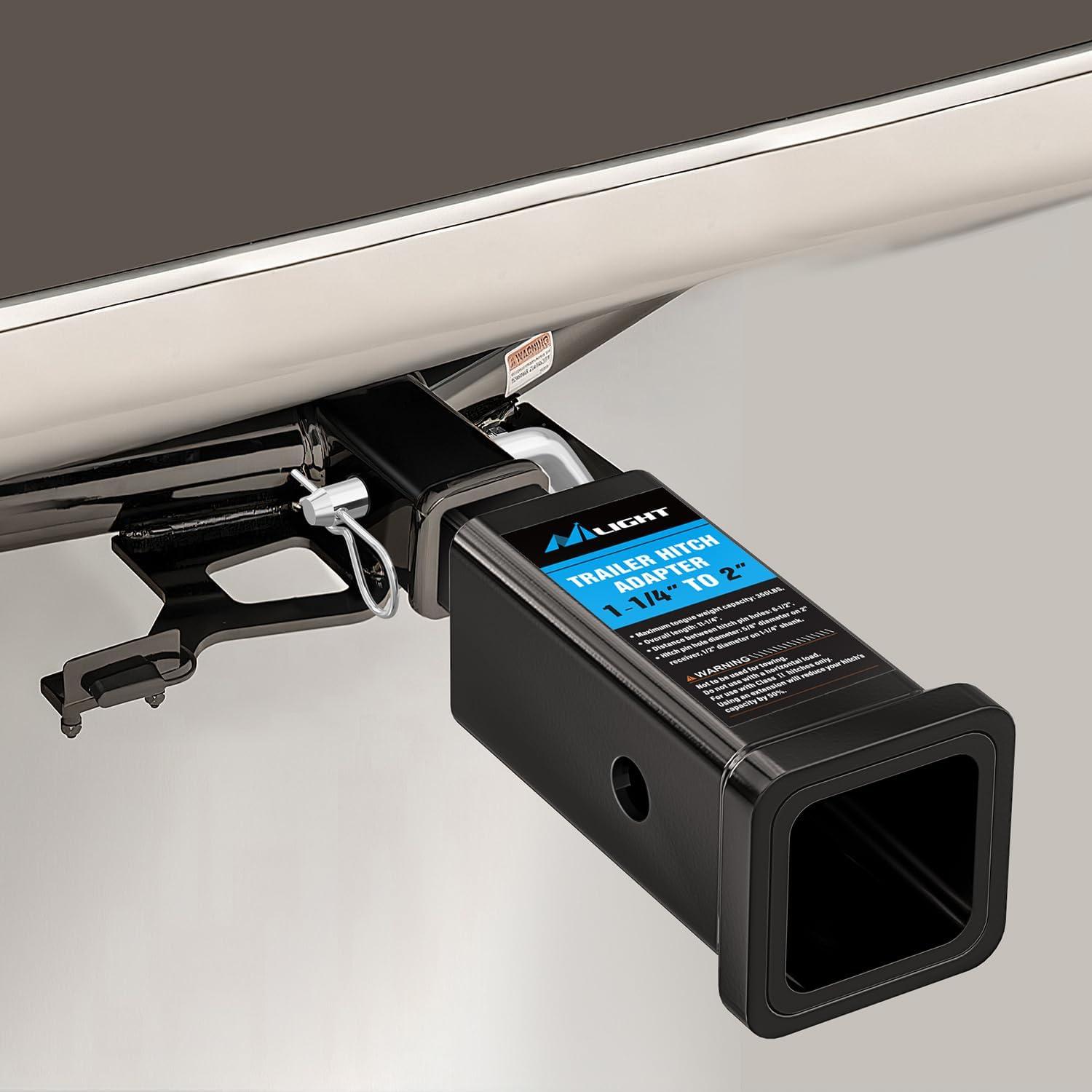 image:imageNilight Trailer Hitch Receiver Extender Adapter Reducer 114 to 2Inch Hitch Adapter 612 inch Extension Sleeve Convertor 350Lbs with 12Inch Diameter Pin and Clip with 58Inch Adapter114 to 2 Hitch Adapter