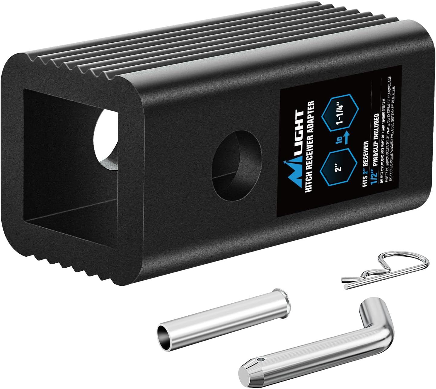 image:imageNilight Trailer Hitch Receiver Extender Adapter Reducer 114 to 2Inch Hitch Adapter 612 inch Extension Sleeve Convertor 350Lbs with 12Inch Diameter Pin and Clip with 58Inch Adapter2 to 114 Convertor Receiver