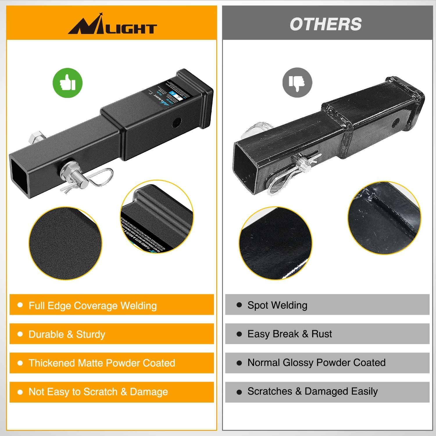 image:imageNilight Trailer Hitch Receiver Extender Adapter Reducer 114 to 2Inch Hitch Adapter 612 inch Extension Sleeve Convertor 350Lbs with 12Inch Diameter Pin and Clip with 58Inch Adapter2 Hitch Extender 7Inch wStabilizer