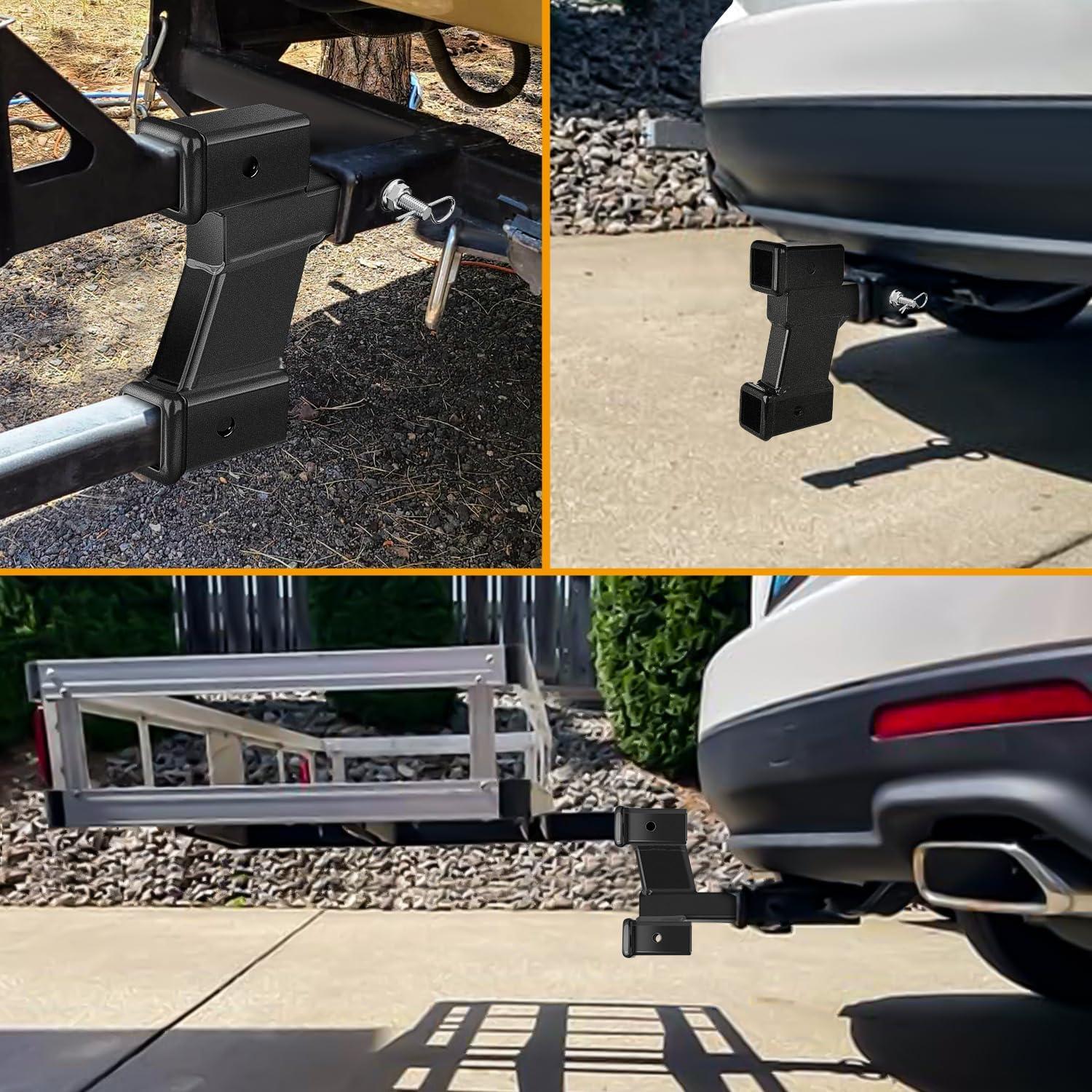 image:imageNilight Trailer Hitch Receiver Extender Adapter Reducer 114 to 2Inch Hitch Adapter 612 inch Extension Sleeve Convertor 350Lbs with 12Inch Diameter Pin and Clip with 58Inch Adapter2 Dual Hitch w2 6 RiseDrop
