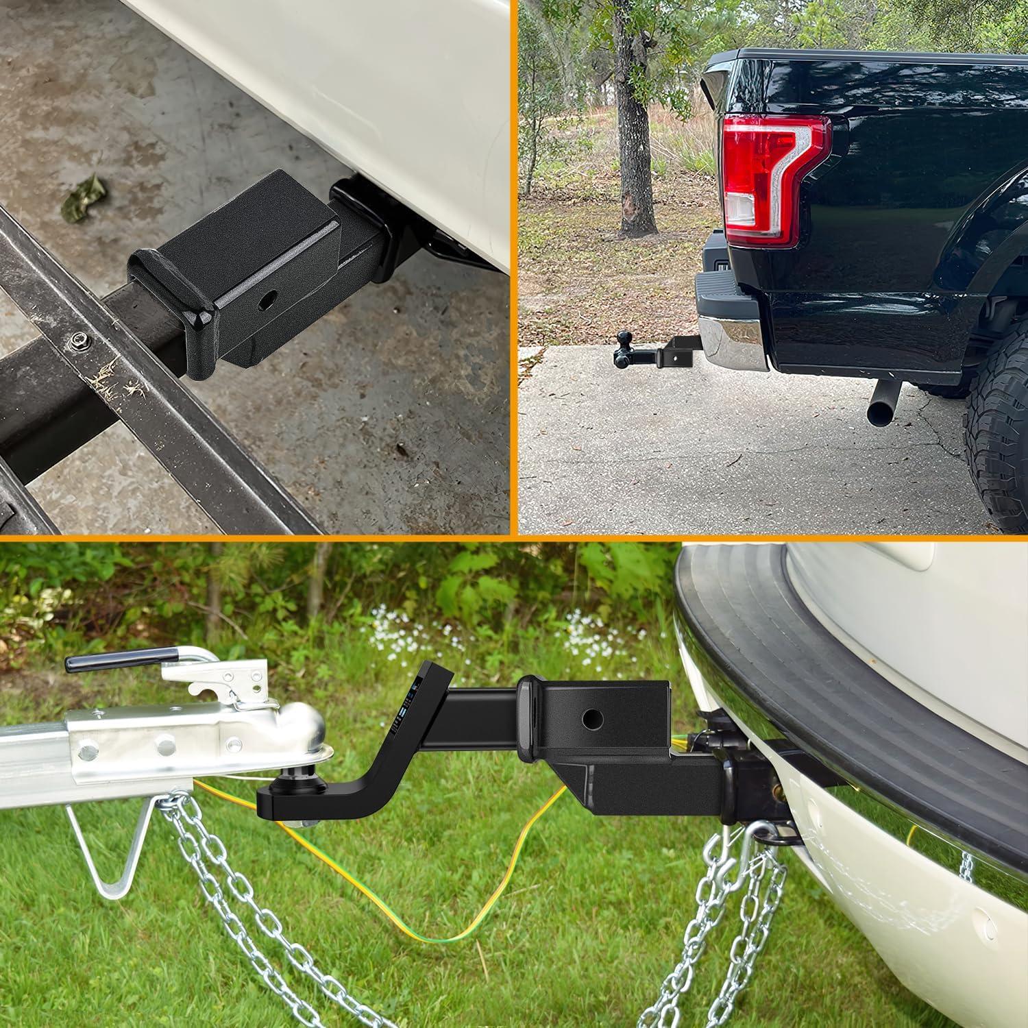image:imageNilight Trailer Hitch Receiver Extender Adapter Reducer 114 to 2Inch Hitch Adapter 612 inch Extension Sleeve Convertor 350Lbs with 12Inch Diameter Pin and Clip with 58Inch Adapter2 Hitch w2 RiseDrop