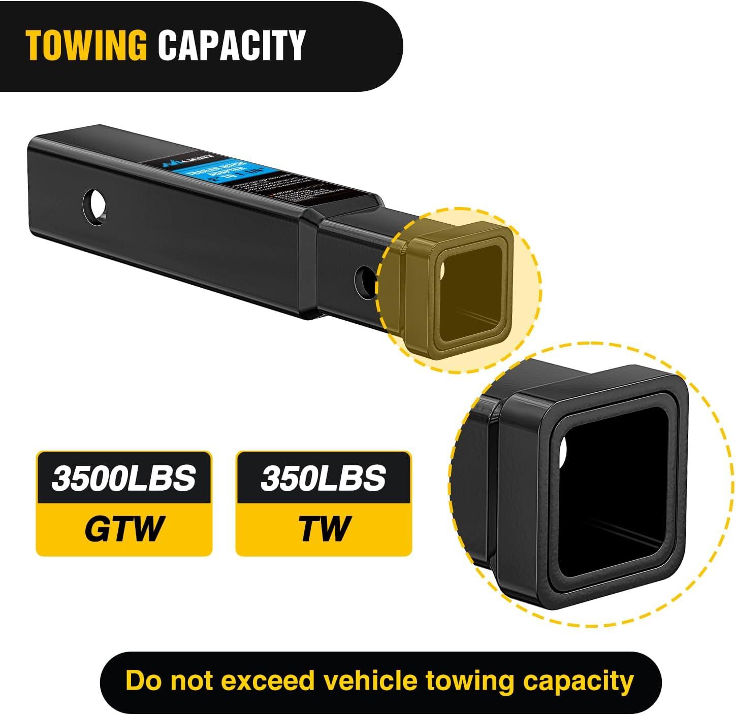 image:imageNilight Trailer Hitch Receiver Extender Adapter Reducer 114 to 2Inch Hitch Adapter 612 inch Extension Sleeve Convertor 350Lbs with 12Inch Diameter Pin and Clip with 58Inch Adapter2 to 114 Hitch Adapter