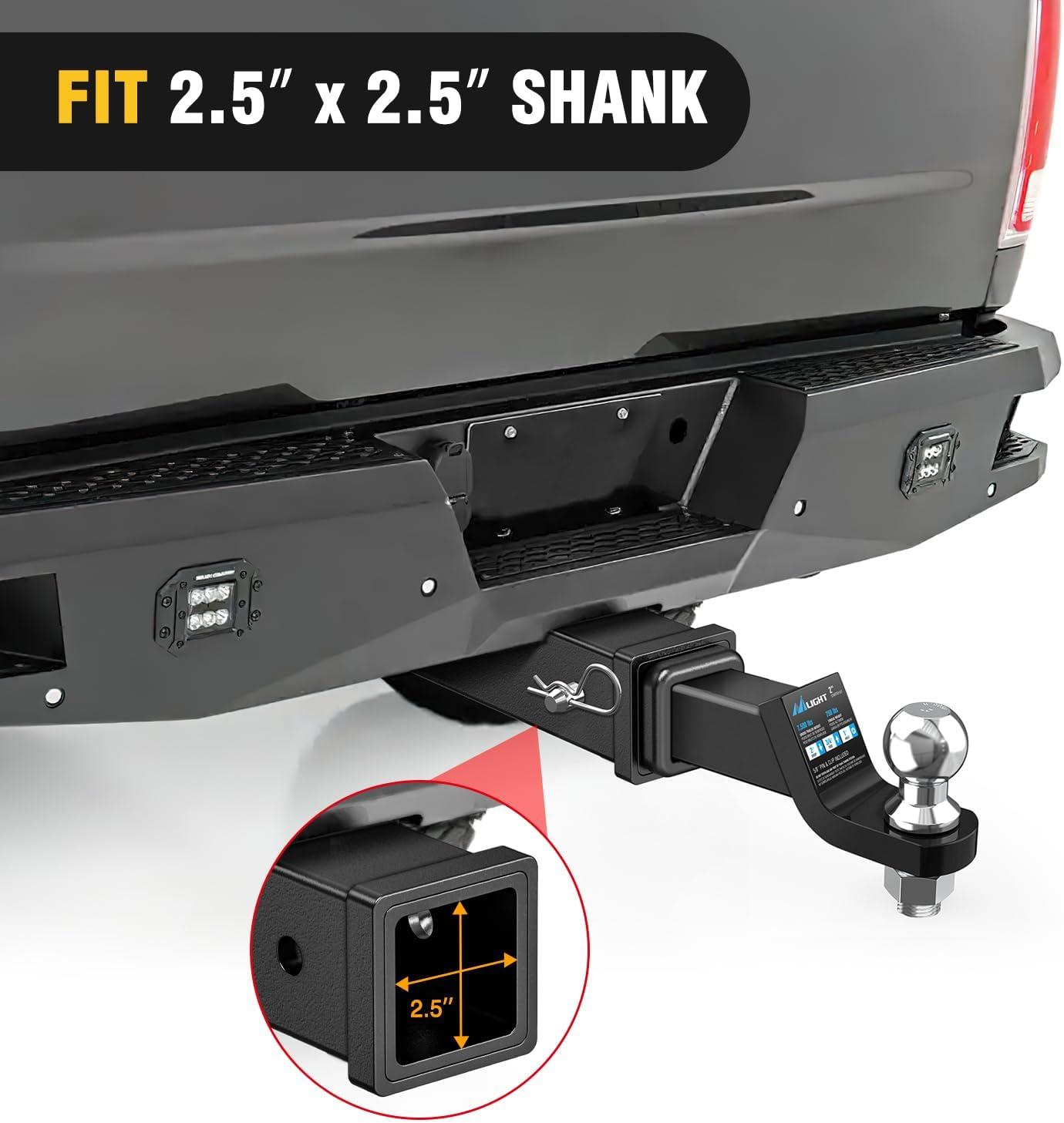 image:imageNilight Trailer Hitch Receiver Extender Adapter Reducer 114 to 2Inch Hitch Adapter 612 inch Extension Sleeve Convertor 350Lbs with 12Inch Diameter Pin and Clip with 58Inch Adapter25 x 10 Receiver Steel