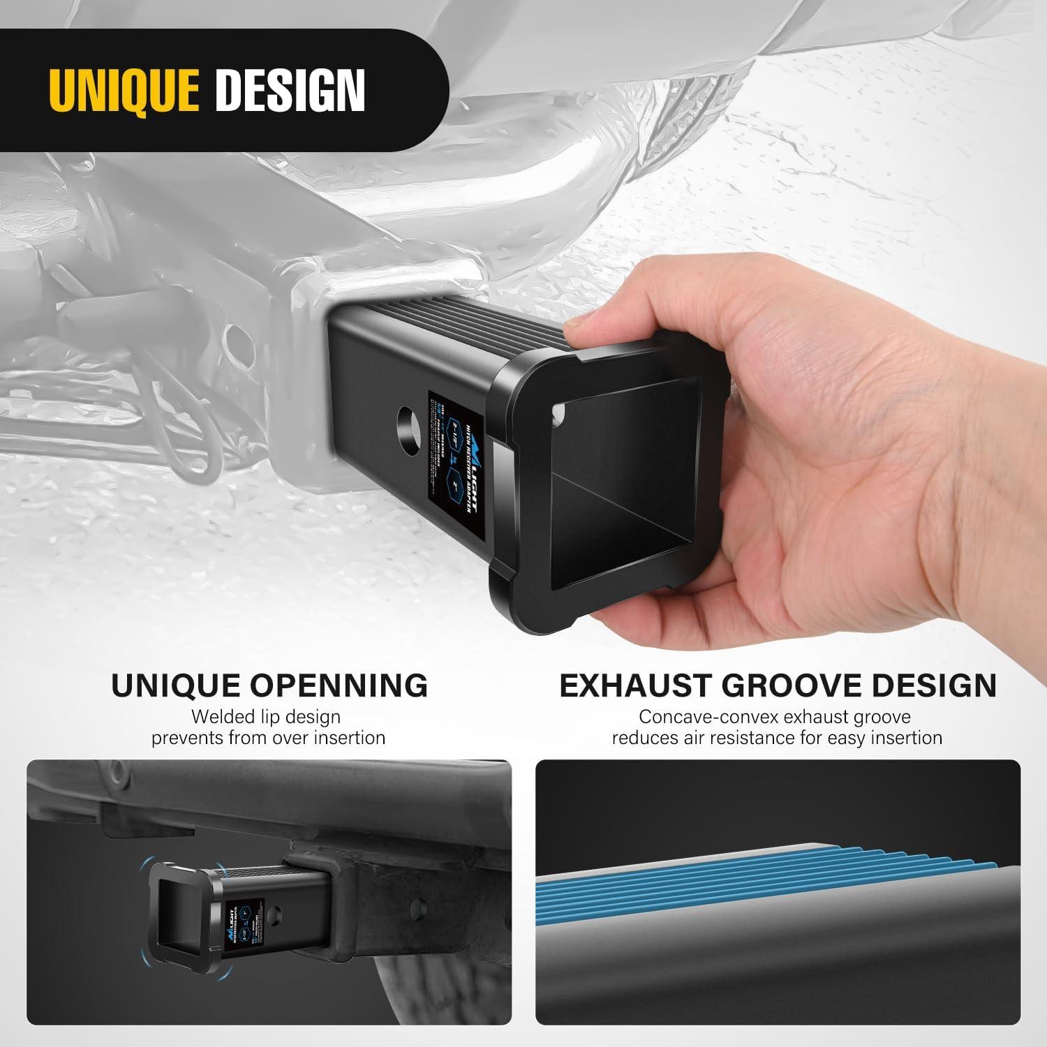 image:imageNilight Trailer Hitch Receiver Extender Adapter Reducer 114 to 2Inch Hitch Adapter 612 inch Extension Sleeve Convertor 350Lbs with 12Inch Diameter Pin and Clip with 58Inch Adapter212 to 2 Convertor Receiver