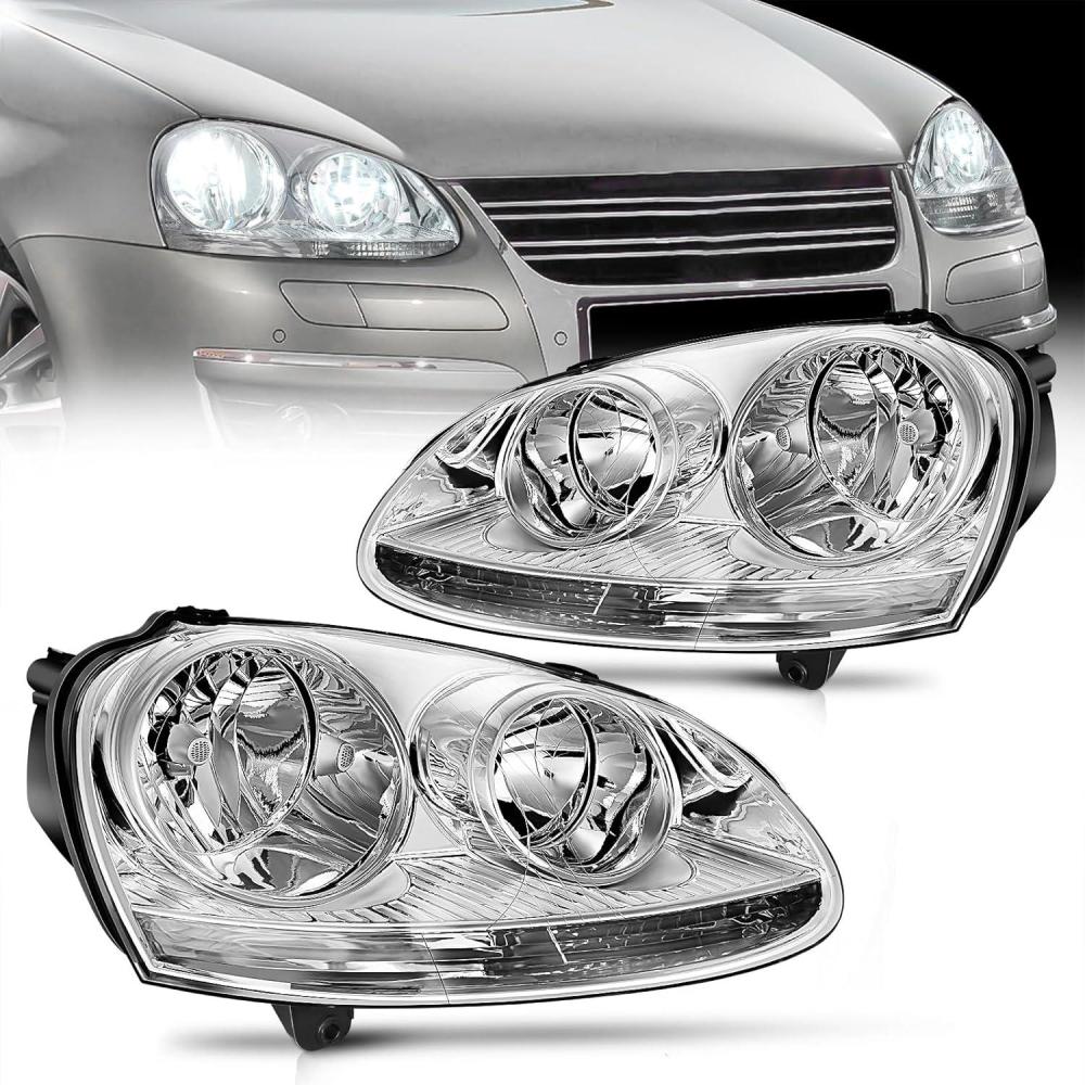 image:imageNilight Headlight Assembly Compatible with 20052010 Volkswagen Jetta 2006 2007 2008 2009 VW Rabbit GTI Headlamp Black Housing Driver and Passenger SideChrome