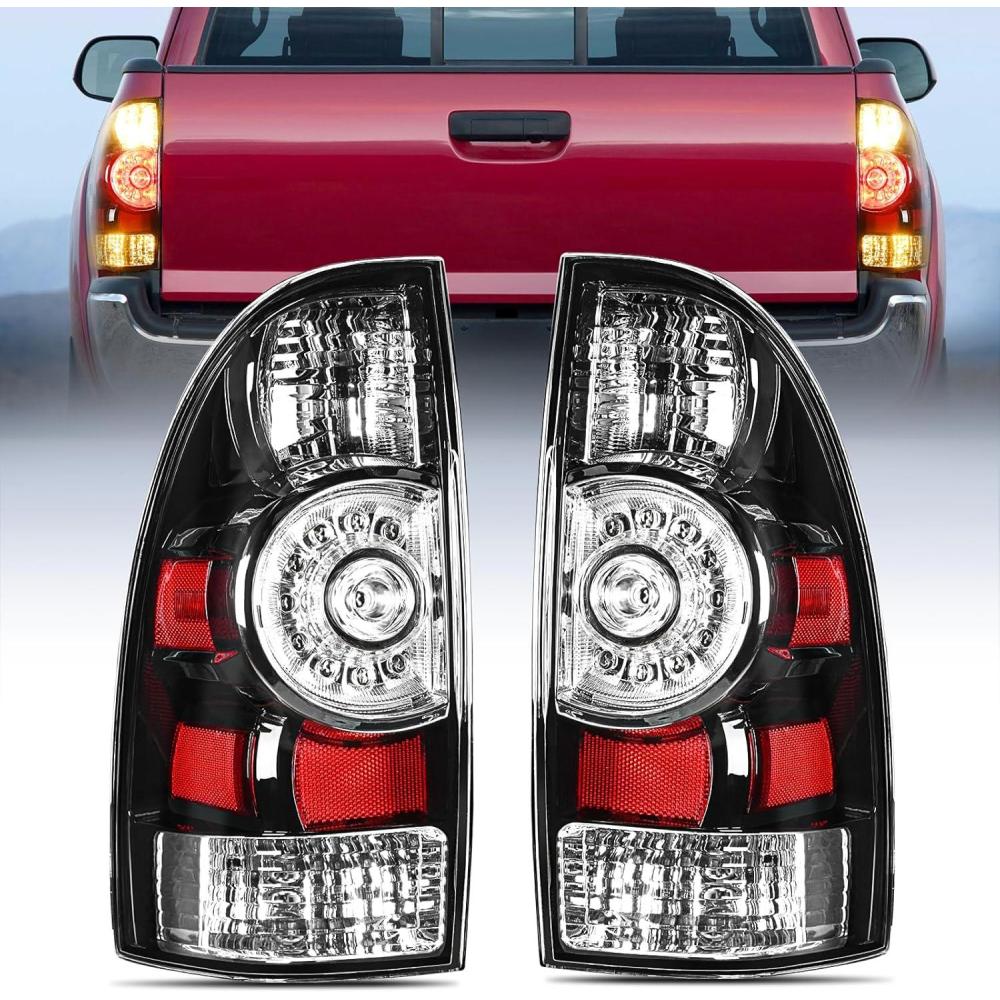 image:imageNilight Taillight Assembly Compatible with Toyota Tacoma 2005 2006 2007 2008 2009 2010 2011 2012 2013 2014 2015 Rear Tail Light Lamp Replacement Black Housing LED Lens Driver SideBlackPair