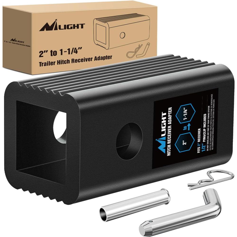 image:imageNilight Trailer Hitch Receiver Extender Adapter Reducer 114 to 2Inch Hitch Adapter 612 inch Extension Sleeve Convertor 350Lbs with 12Inch Diameter Pin and Clip with 58Inch Adapter2 to 114 Convertor Receiver