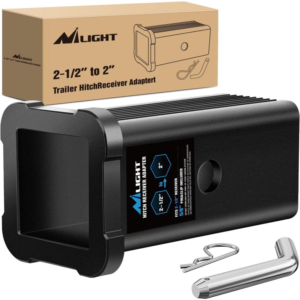 image:imageNilight Trailer Hitch Receiver Extender Adapter Reducer 114 to 2Inch Hitch Adapter 612 inch Extension Sleeve Convertor 350Lbs with 12Inch Diameter Pin and Clip with 58Inch Adapter212 to 2 Convertor Receiver